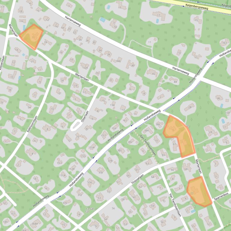 Kaart van postcodegebied 6705BA.