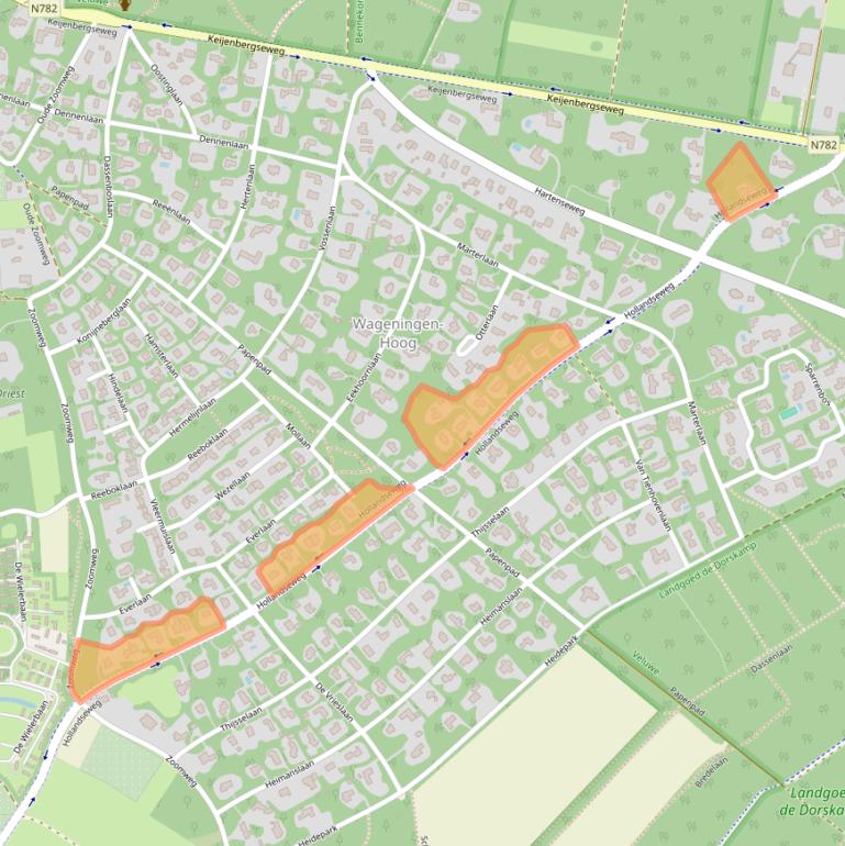 Kaart van postcodegebied 6705BC.