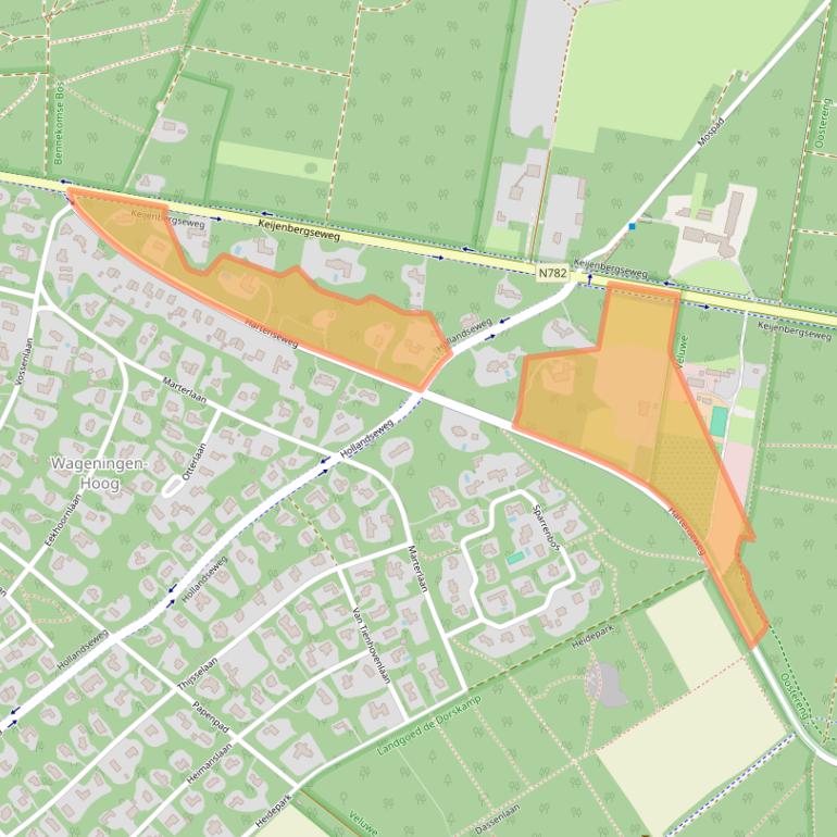 Kaart van postcodegebied 6705BH.