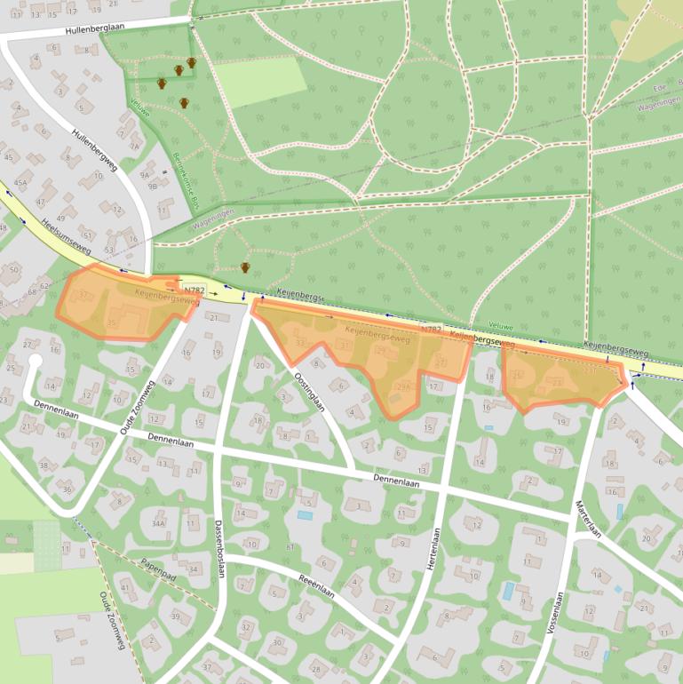 Kaart van postcodegebied 6705BP.