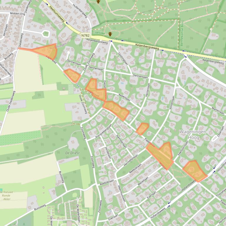 Kaart van postcodegebied 6705CP.