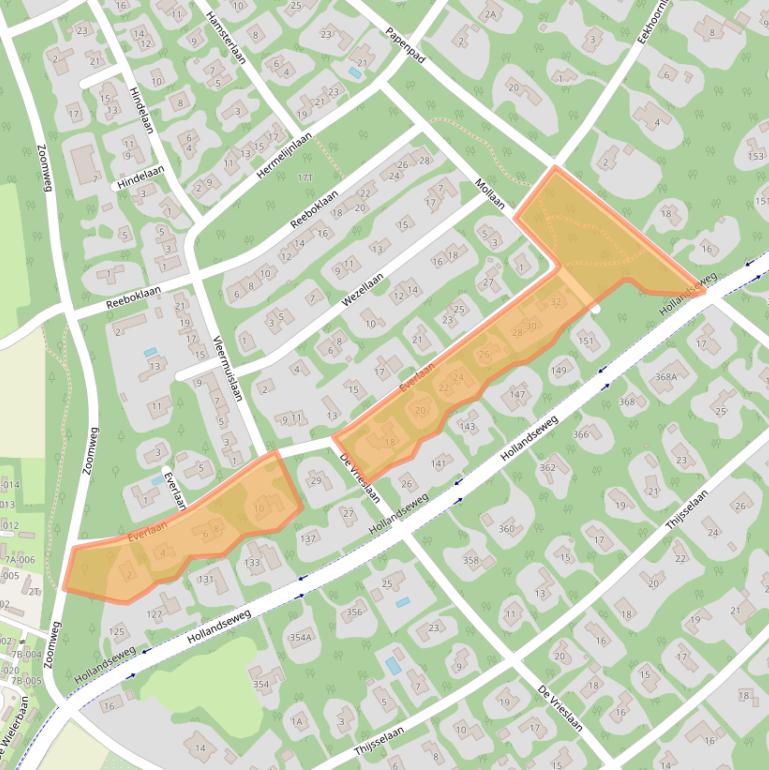 Kaart van postcodegebied 6705DJ.