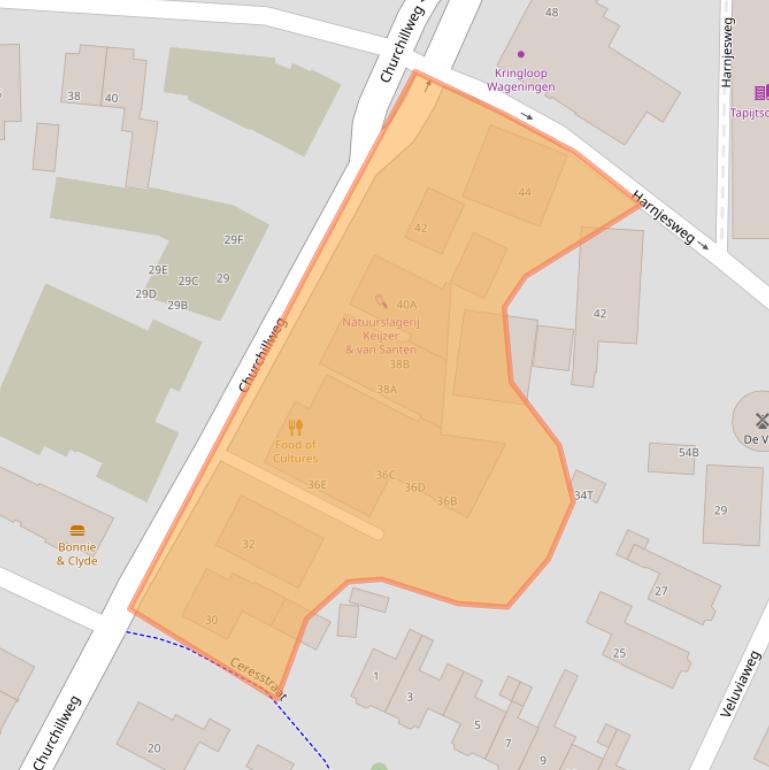 Kaart van postcodegebied 6706AB.