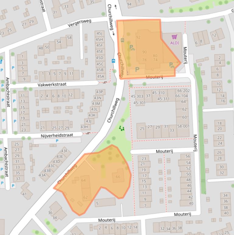 Kaart van postcodegebied 6706AD.