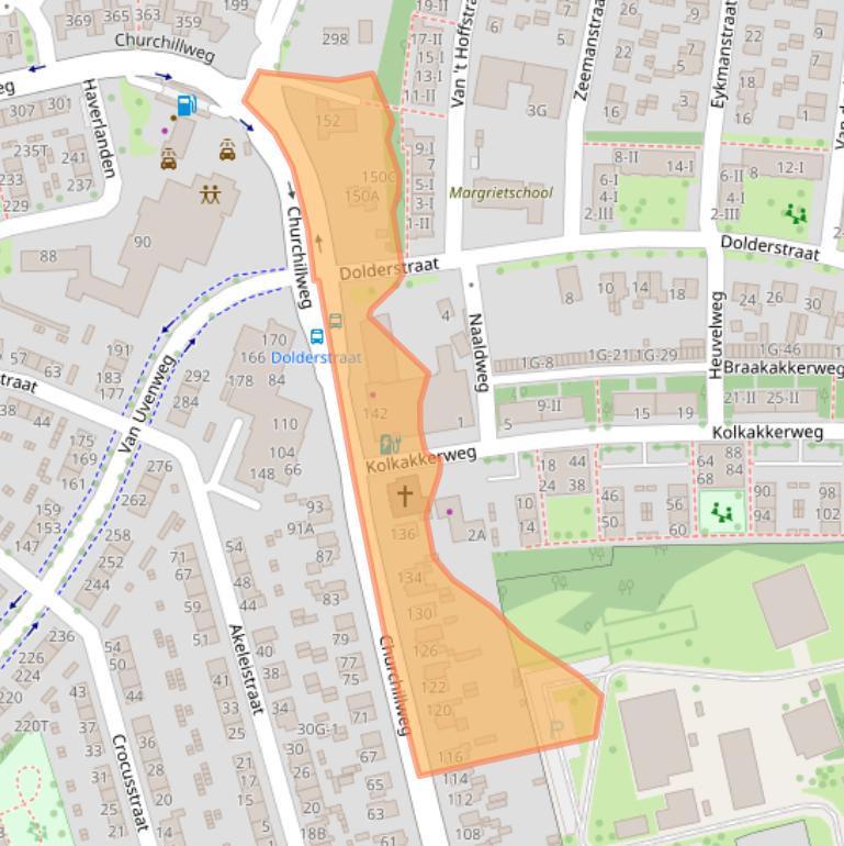 Kaart van postcodegebied 6706AG.