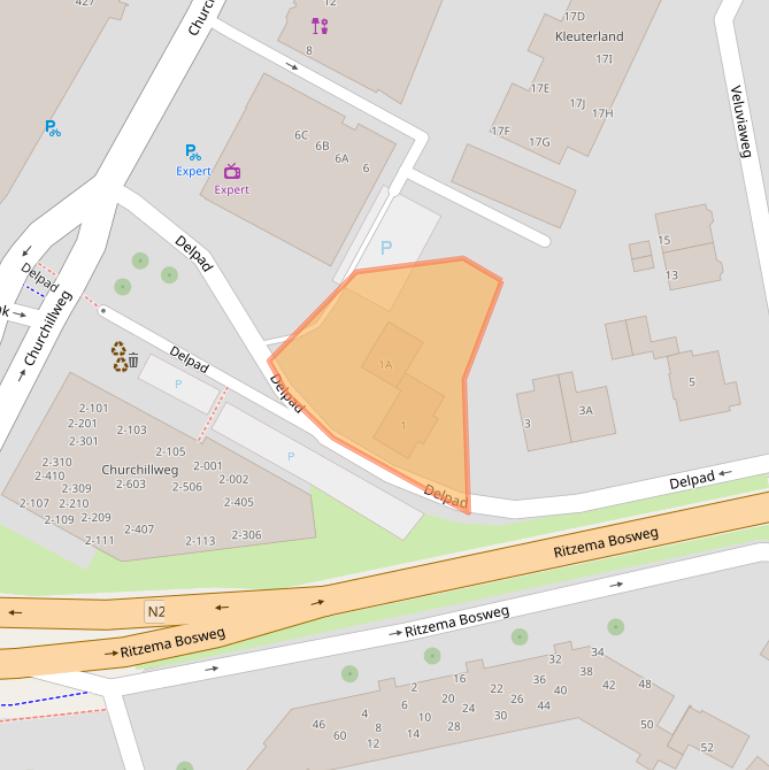 Kaart van postcodegebied 6706AH.