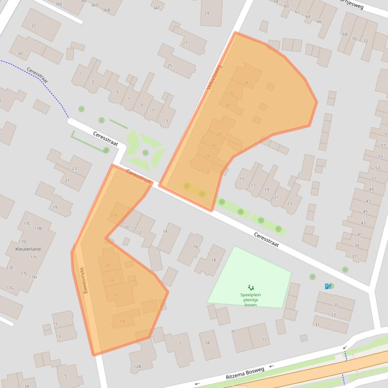 Kaart van postcodegebied 6706AK.