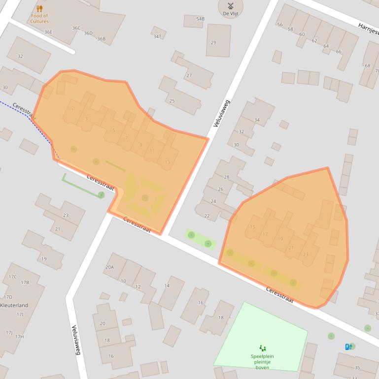 Kaart van postcodegebied 6706AL.