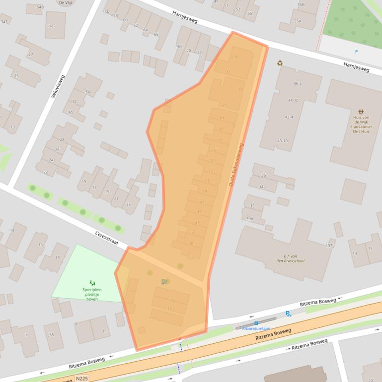 Kaart van postcodegebied 6706AN.