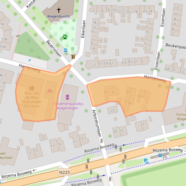 Kaart van postcodegebied 6706AV.