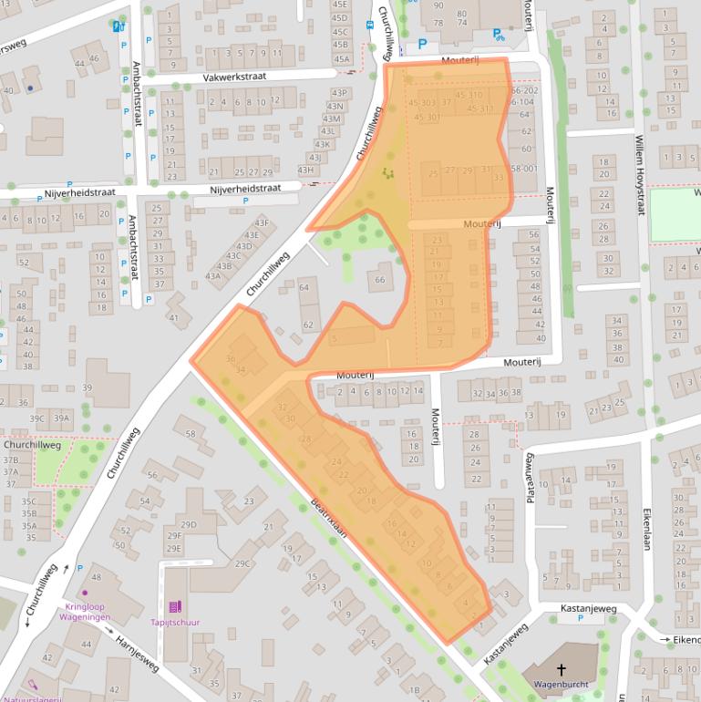 Kaart van postcodegebied 6706AX.
