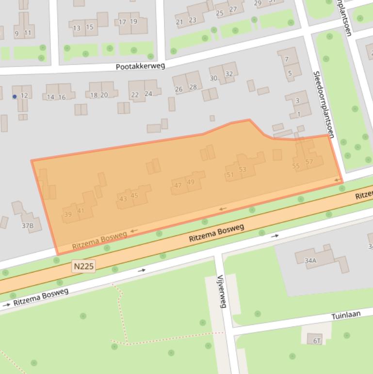 Kaart van postcodegebied 6706BC.