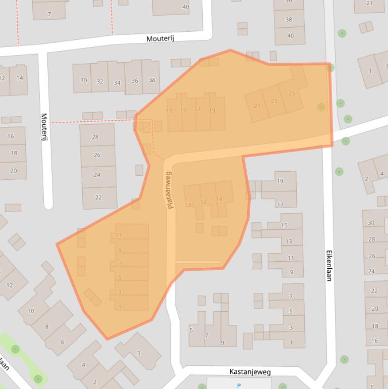 Kaart van postcodegebied 6706BG.