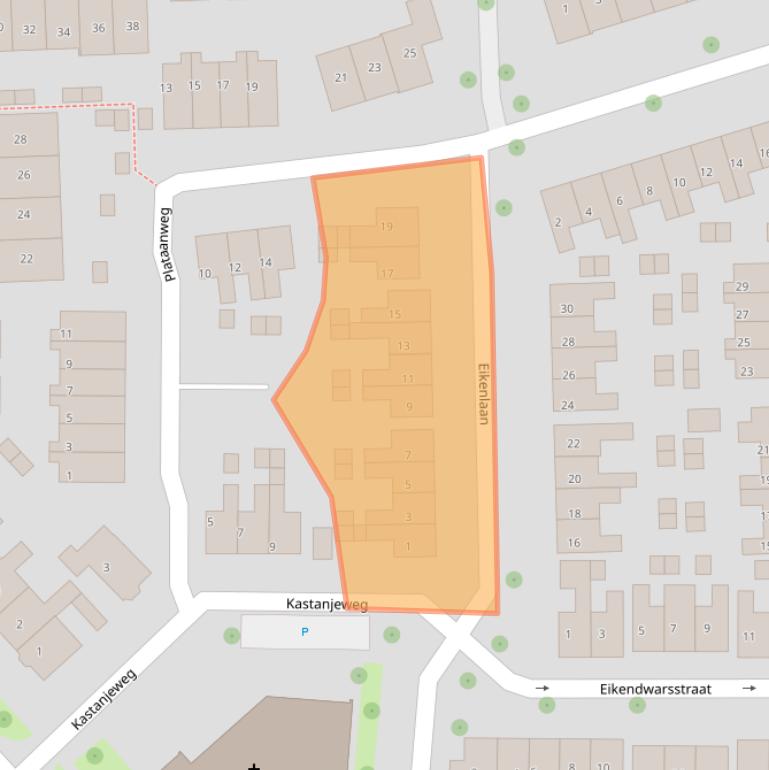 Kaart van postcodegebied 6706BH.