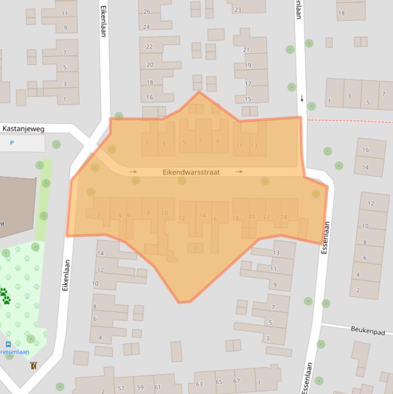 Kaart van postcodegebied 6706BK.