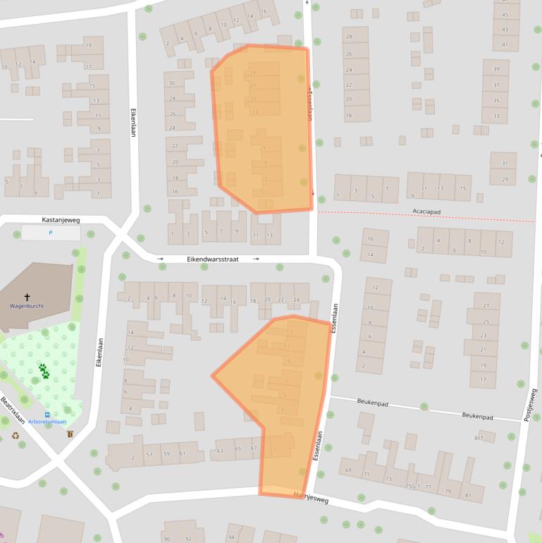 Kaart van postcodegebied 6706BL.