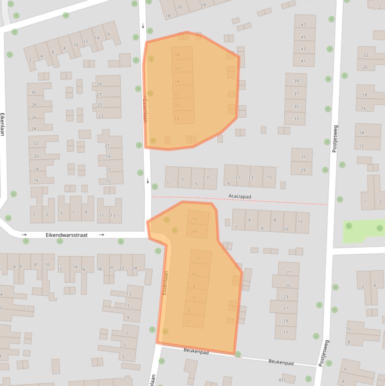 Kaart van postcodegebied 6706BM.