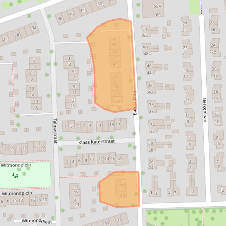 Kaart van postcodegebied 6706BS.