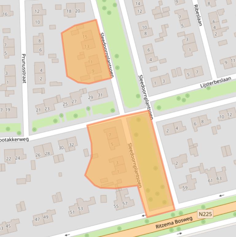 Kaart van postcodegebied 6706CB.