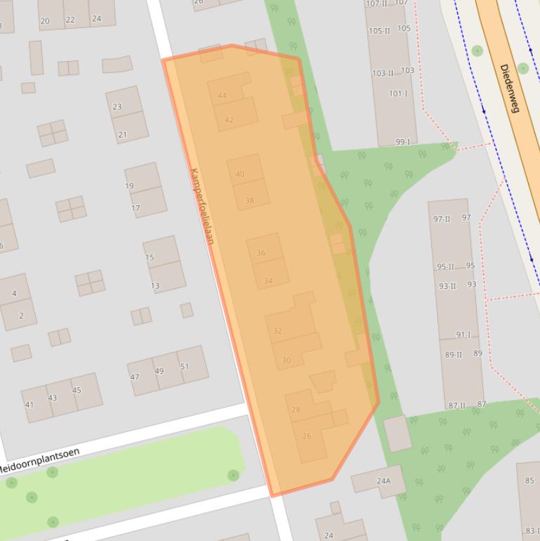 Kaart van postcodegebied 6706CX.