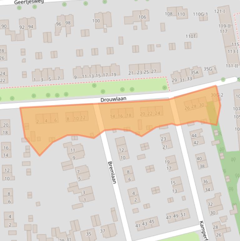 Kaart van postcodegebied 6706DJ.