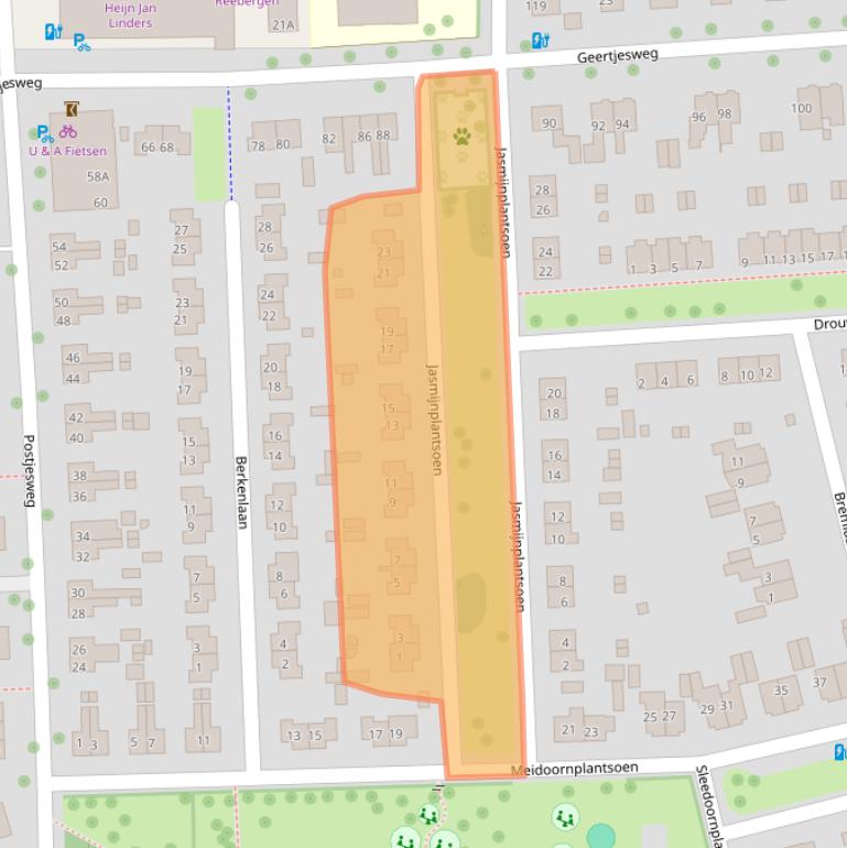 Kaart van postcodegebied 6706DK.
