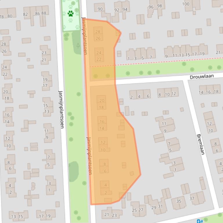 Kaart van postcodegebied 6706DL.