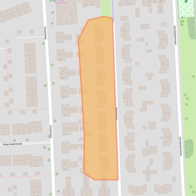 Kaart van postcodegebied 6706DM.