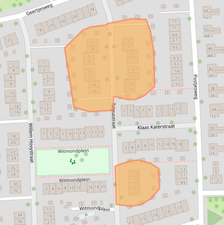 Kaart van postcodegebied 6706DT.