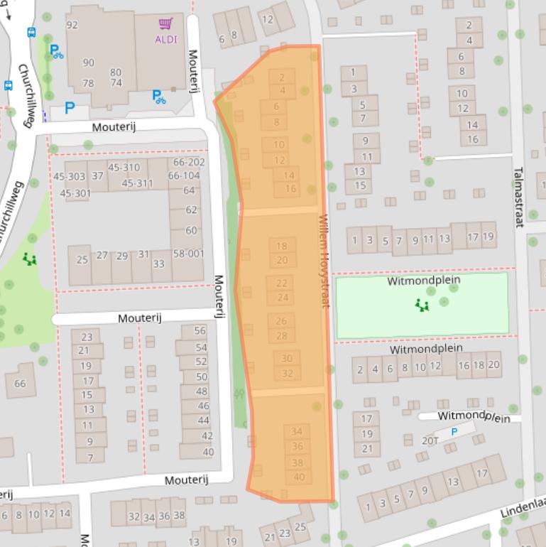 Kaart van postcodegebied 6706DX.