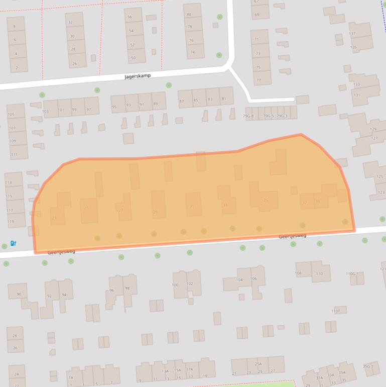 Kaart van postcodegebied 6706EB.