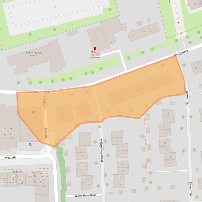 Kaart van postcodegebied 6706EC.