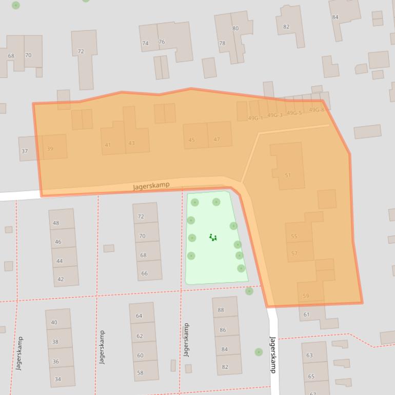Kaart van postcodegebied 6706EH.