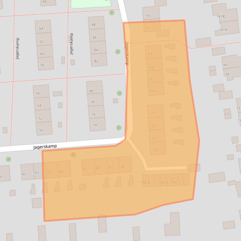 Kaart van postcodegebied 6706EJ.