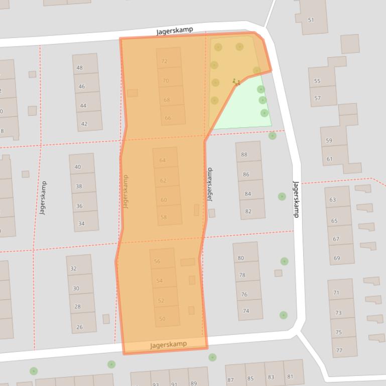 Kaart van postcodegebied 6706EN.