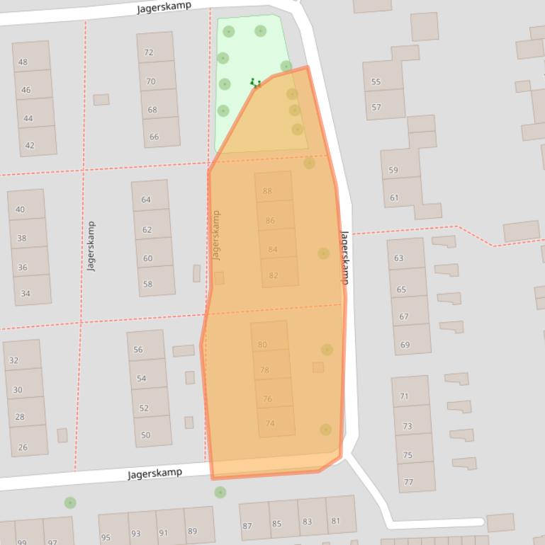 Kaart van postcodegebied 6706EP.