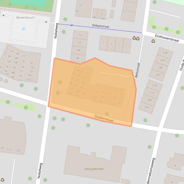 Kaart van postcodegebied 6706EX.