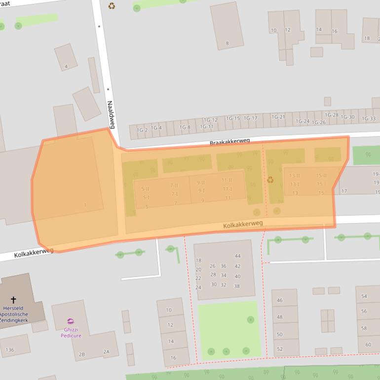 Kaart van postcodegebied 6706GJ.