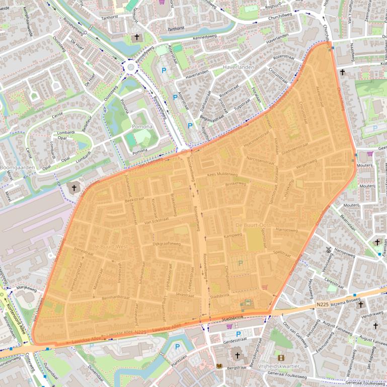 Kaart van postcodegebied 6707.