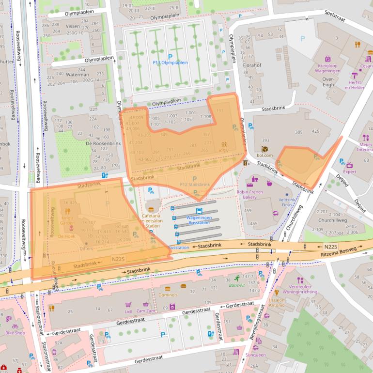 Kaart van postcodegebied 6707AA.