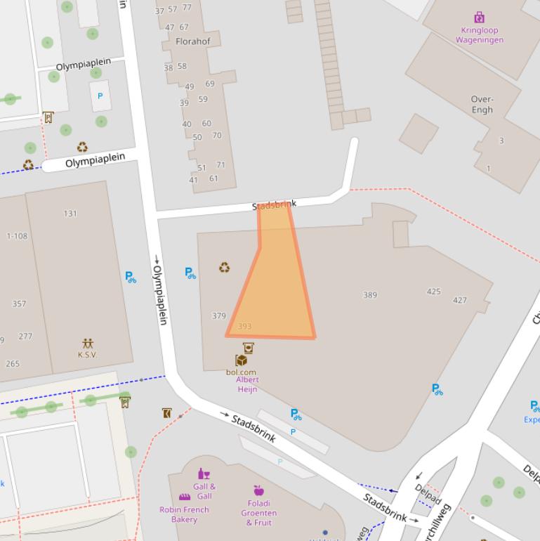 Kaart van postcodegebied 6707AD.