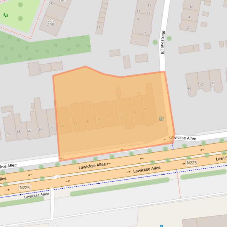 Kaart van postcodegebied 6707AJ.