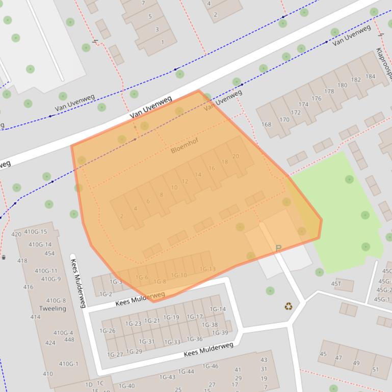 Kaart van postcodegebied 6707AR.
