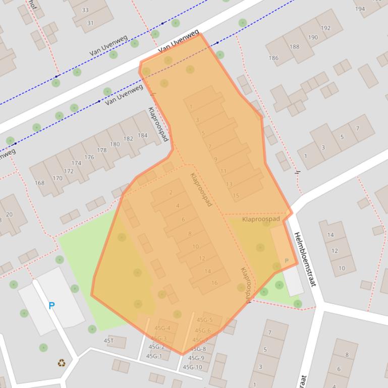 Kaart van postcodegebied 6707AS.