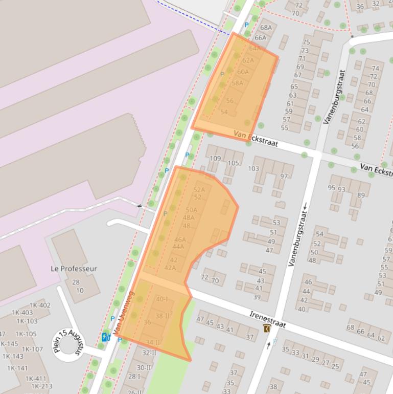 Kaart van postcodegebied 6707BC.