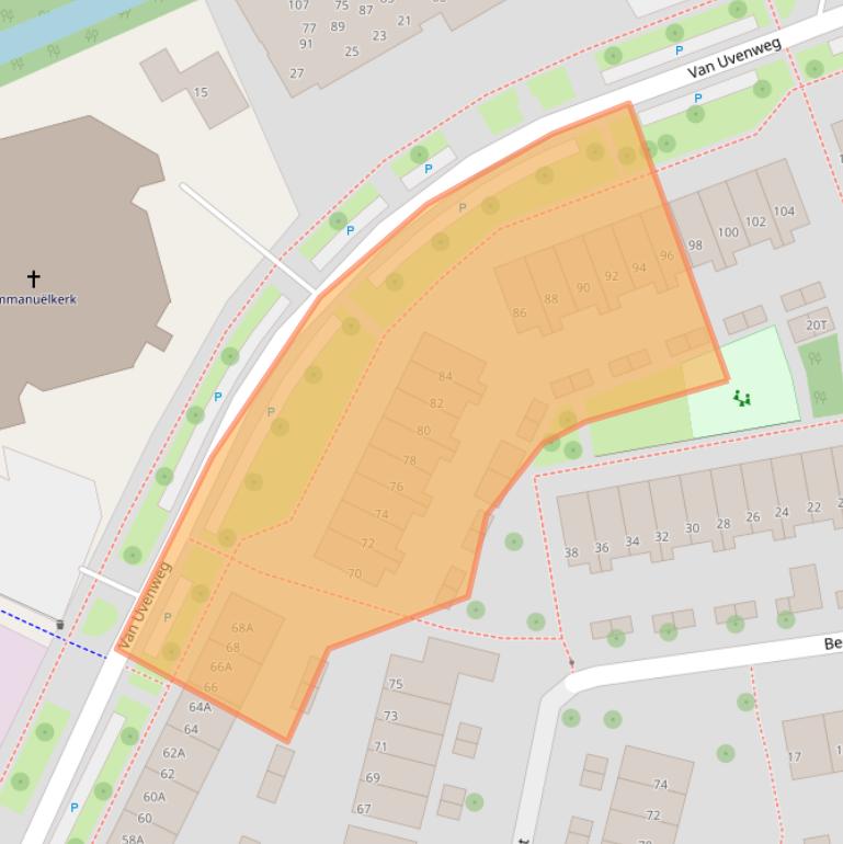 Kaart van postcodegebied 6707BD.