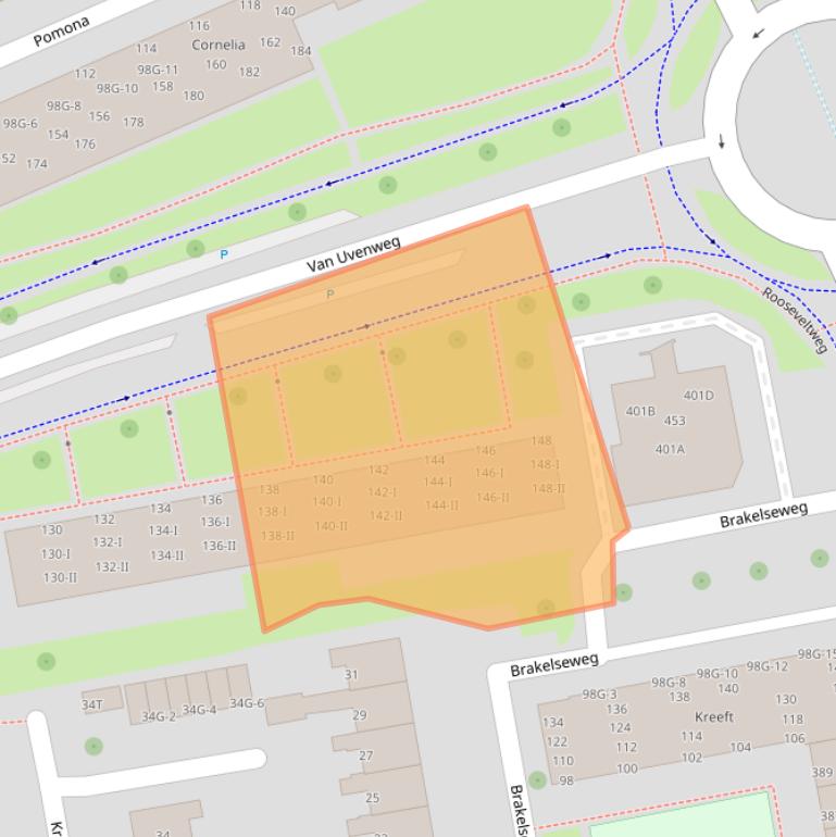 Kaart van postcodegebied 6707BJ.