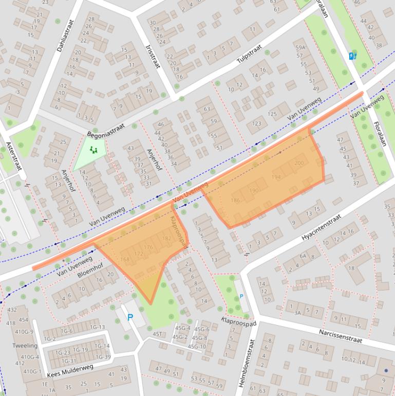 Kaart van postcodegebied 6707BL.