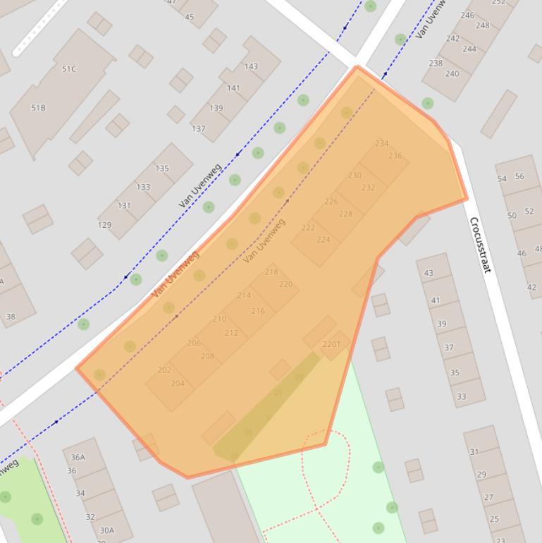 Kaart van postcodegebied 6707BM.