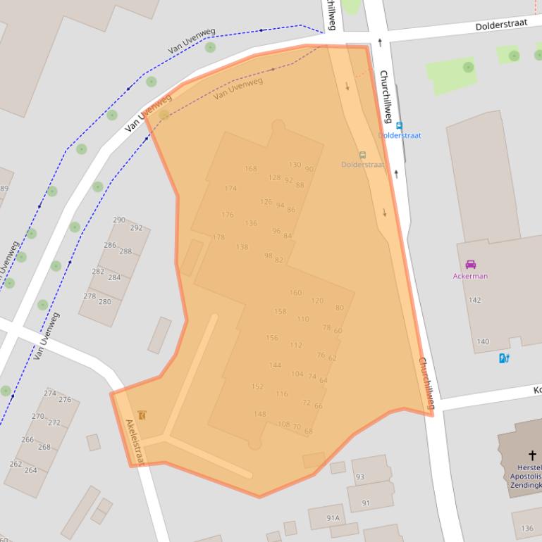 Kaart van postcodegebied 6707BR.